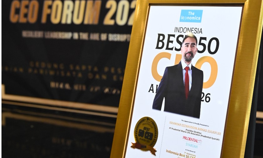 Kinerja Bisnis Tumbuh, CEO Prudential Syariah Raih Indonesia Best 50 CEO Awards 2026